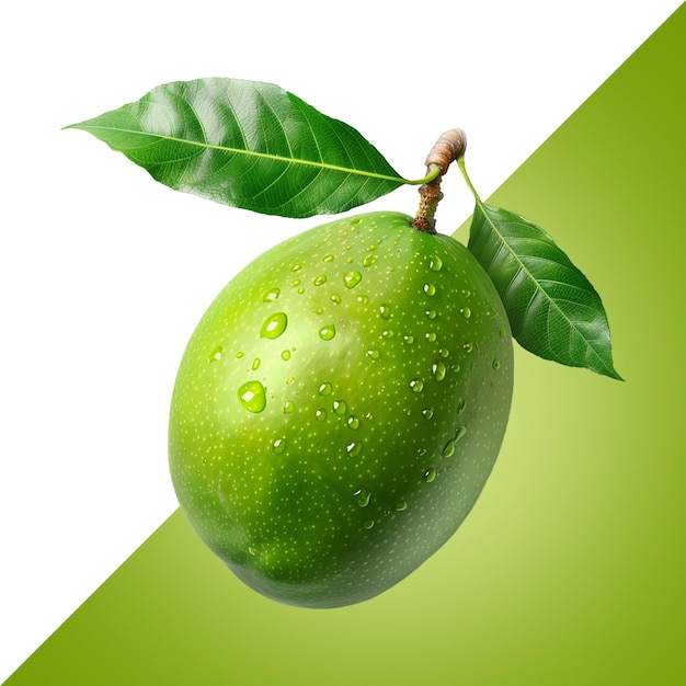 mango verde con foglia isolata su trasparente
