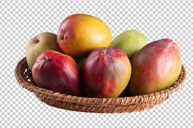 Mangofrüchte in einem Korb mit durchsichtigem Hintergrund png