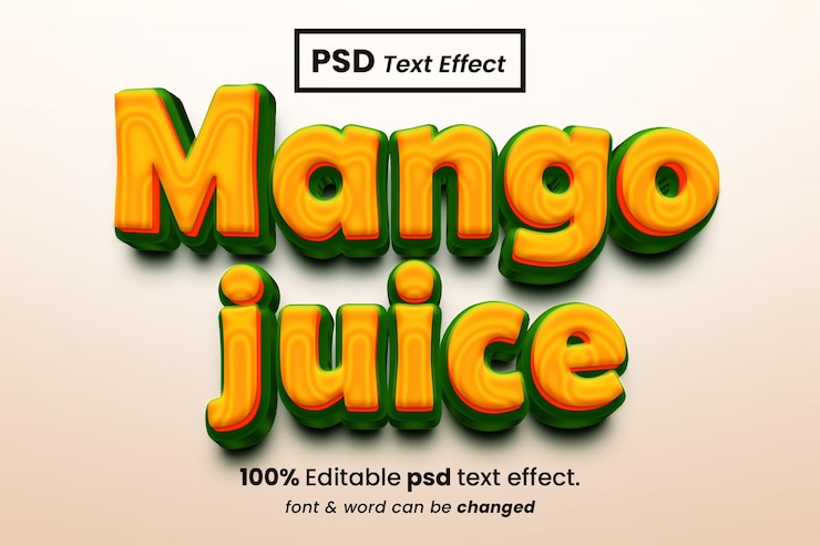 PSD mangosaft 3d bearbeitbarer texteffekt