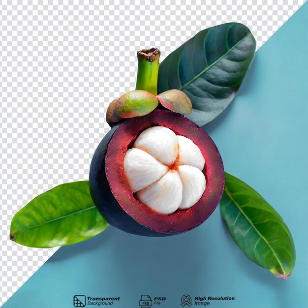 PSD mangosteen com folhas isoladas em fundo transparente