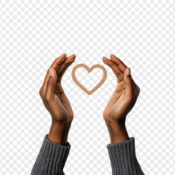 PSD mani a forma di cuore isolate su uno sfondo trasparente