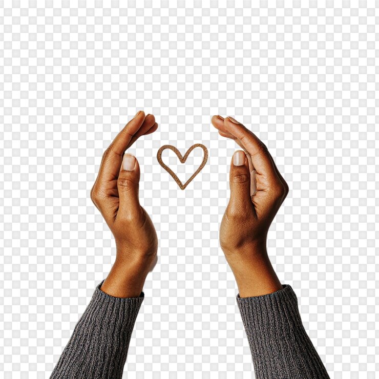 PSD mani a forma di cuore isolate su uno sfondo trasparente