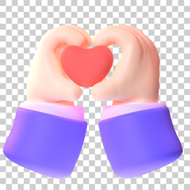 Mani di cartoni animati 3D che tengono il cuore