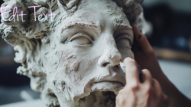 PSD mani di scultori raffinano busto in argilla con dettagli delle caratteristiche facciali