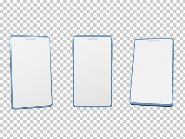 Manichino il rendering 3D del telefono cellulare con schermo bianco vuoto isolato