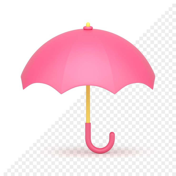 PSD manico curvo per ombrello aperto verticale rosa per icona 3d di protezione dagli agenti atmosferici coperti da pioggia