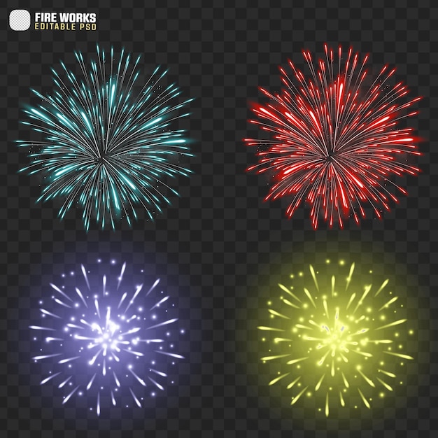 Manifestazione di fuochi d'artificio colorati Fuochi d'arte PNG sfondo trasparente