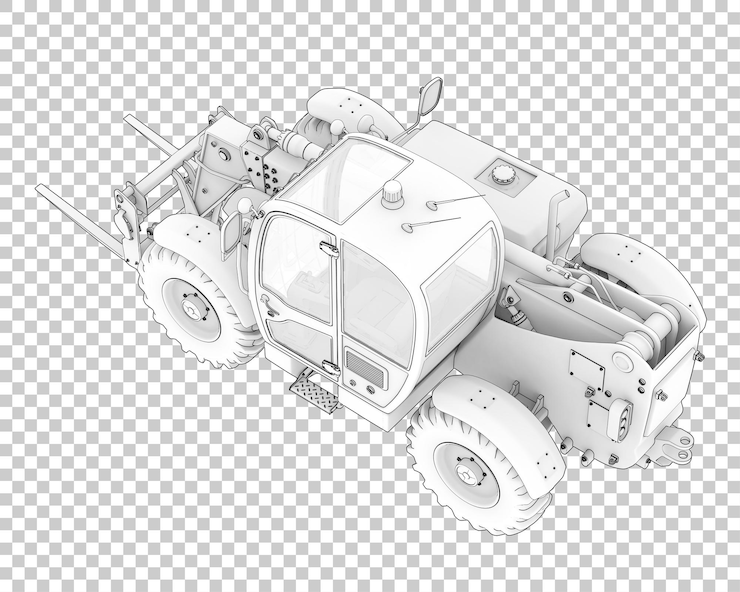 PSD manipulador telescópico sobre fondo transparente ilustración de renderizado 3d