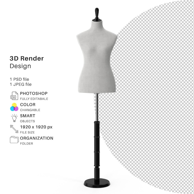 Maniquí de costura realista en maniquíes femeninos Modelado 3D Archivo PSD