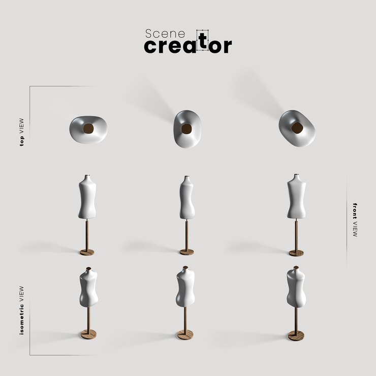 PSD maniquí de varios ángulos para ilustraciones de creadores de escenas.