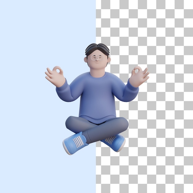 Mann 3D, der Meditation tut