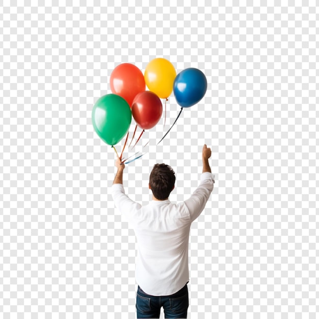 Mann, der Ballons trägt