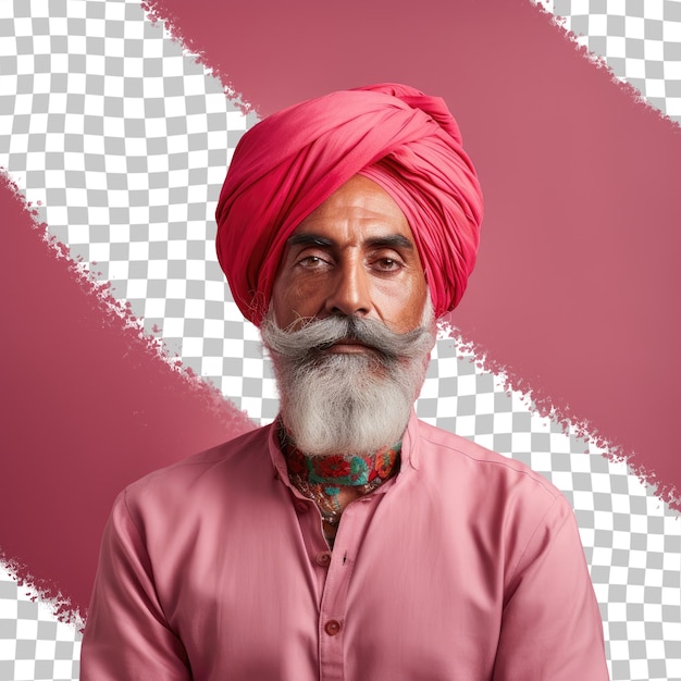 Mann mit rotem Turban auf transparentem Hintergrund im Bild