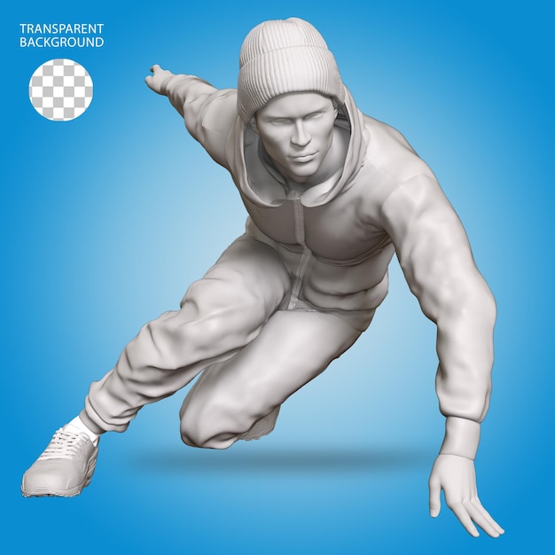 PSD mann sport tragen mit pose geste aktivitäten isoliert 3d-rendered illustration