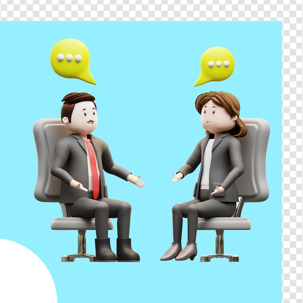 Mann und Frau unterhalten sich 3D-Illustration