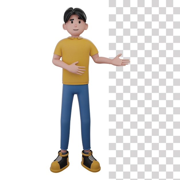 Mann zeigt etwas 3D-Illustration