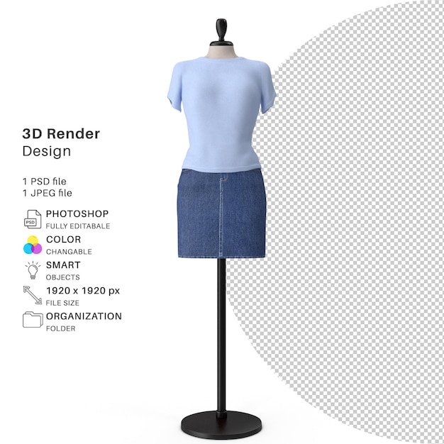Mannequin de couture réaliste sur des mannequins féminins, modélisation 3D, fichier PSD