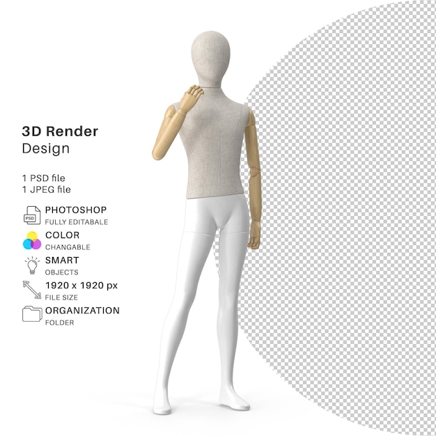 PSD mannequin enfant flexible et réaliste, pose d'équilibrage, modélisation 3d, fichier psd