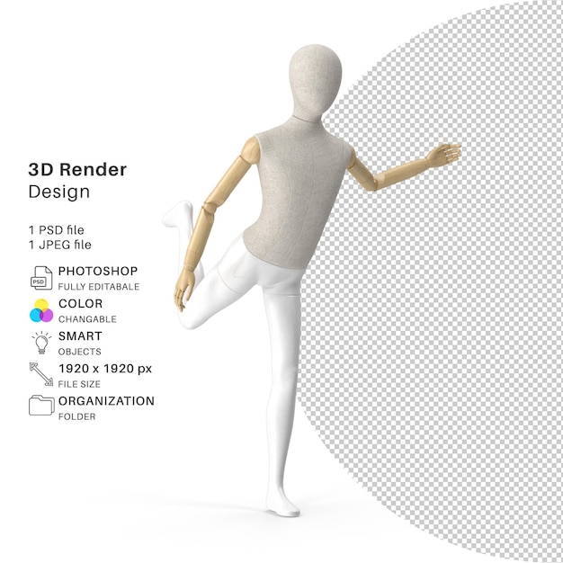 PSD mannequin enfant flexible et réaliste, pose d'équilibrage, modélisation 3d, fichier psd