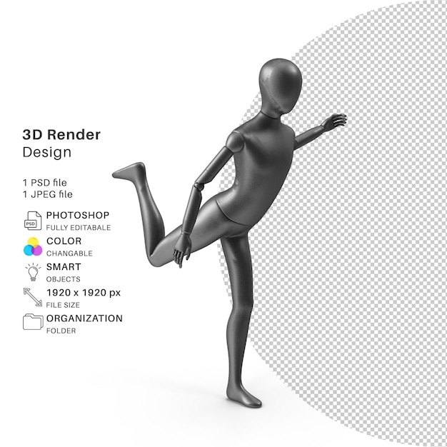 PSD mannequin enfant flexible et réaliste pose un fichier psd de modélisation 3d