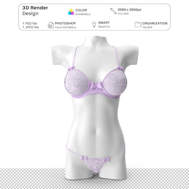 Mannequin Féminin Portant De La Lingerie Mockup Modélisation 3d Fichier Psd Lingerie Réaliste