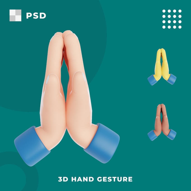 PSD mano 3d con gestur aplaudiendo