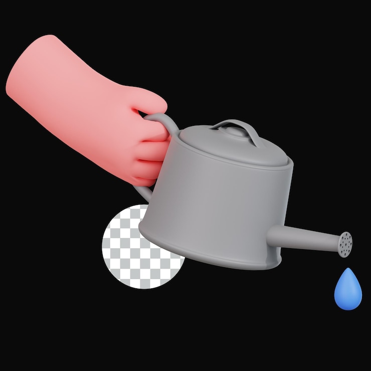 PSD la mano 3d con la lata de agua