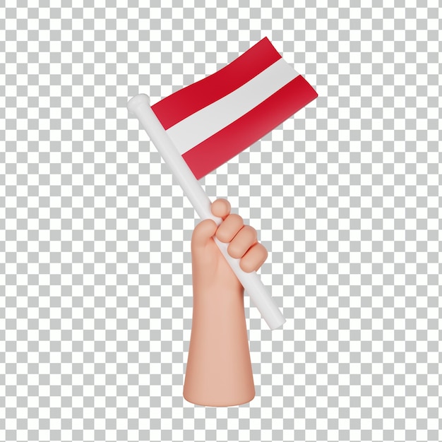 mano 3D que sostiene una bandera de Austria