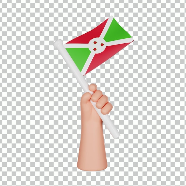 mano 3D que sostiene una bandera de Burundi