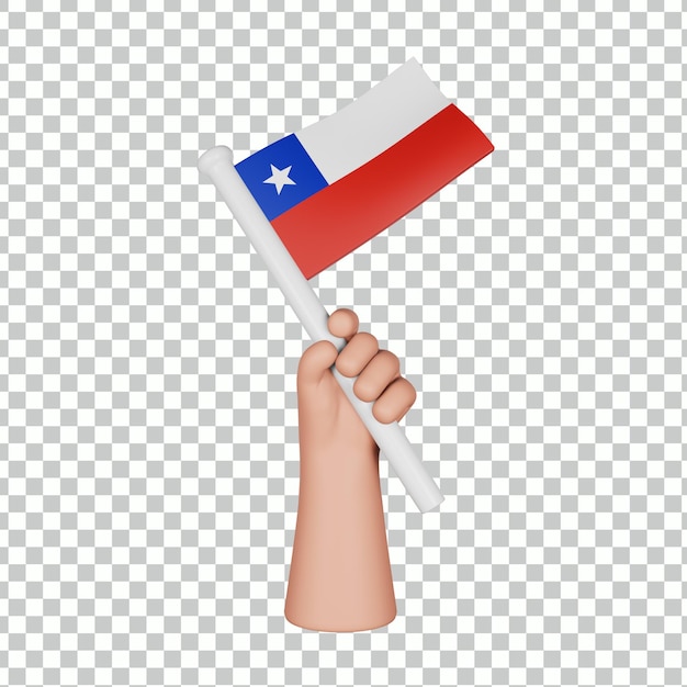 PSD mano 3d que sostiene una bandera de chile