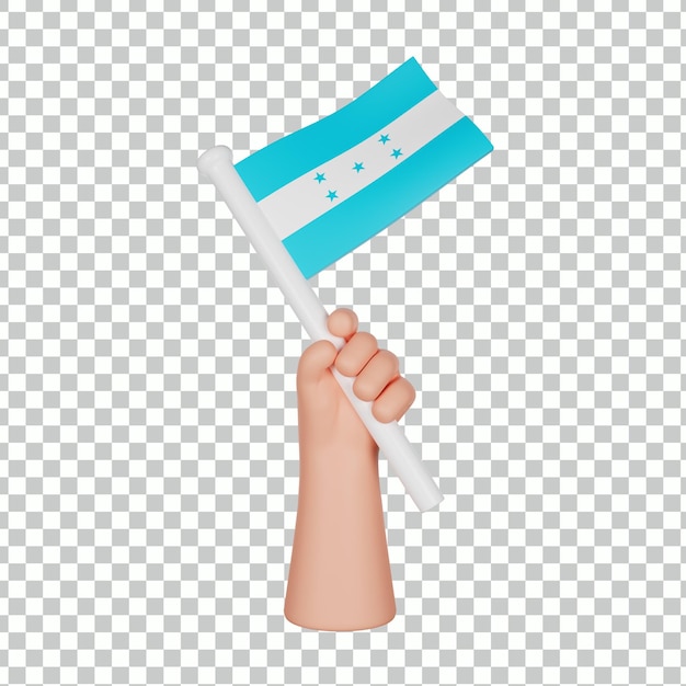 Mano 3d que sostiene una bandera de honduras