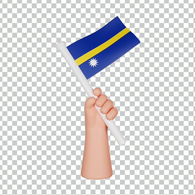 Mano 3d que sostiene una bandera de nauru