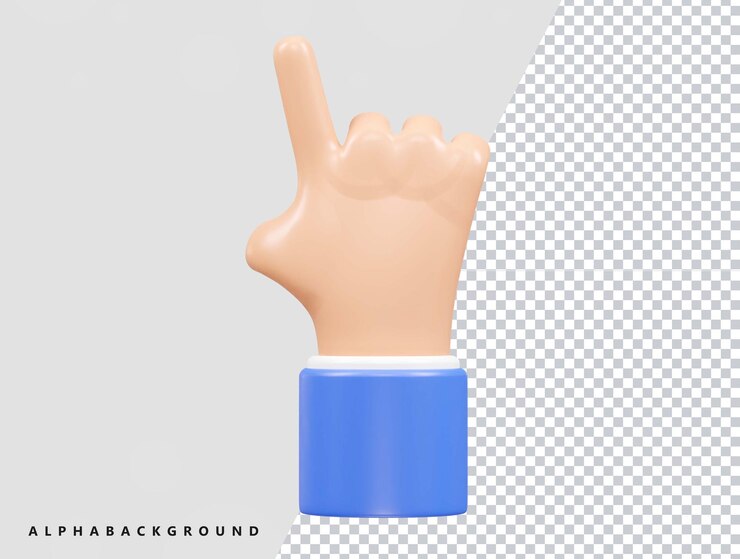 PSD mano 3d vector icono ilustración renderizado elemento transparente