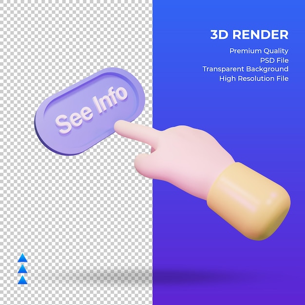 Mano 3d ver información renderizado vista izquierda