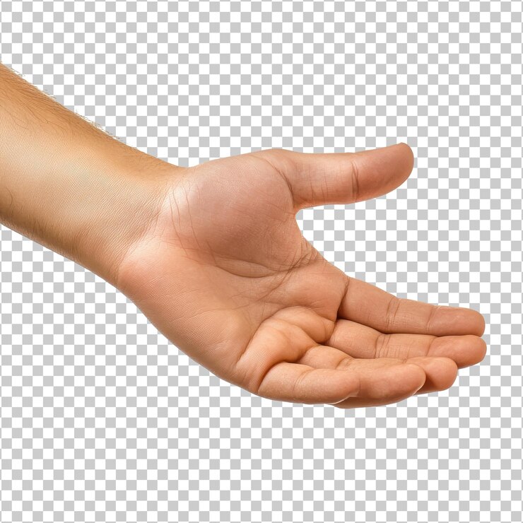 PSD la mano abierta extendiéndose en la luz suave