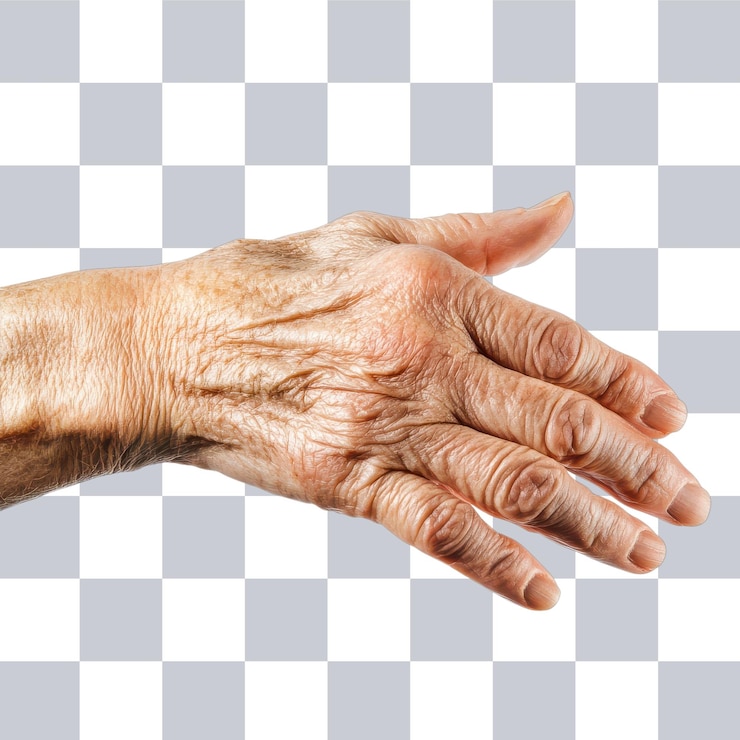 PSD mano de anciano contra fondo blanco para conceptos de cuidado fondo transparente png