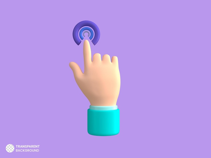 PSD mano apuntando gesto icono aislado 3d render ilustración
