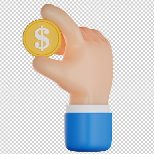 Mano, asimiento, dinero, 3d, ilustración