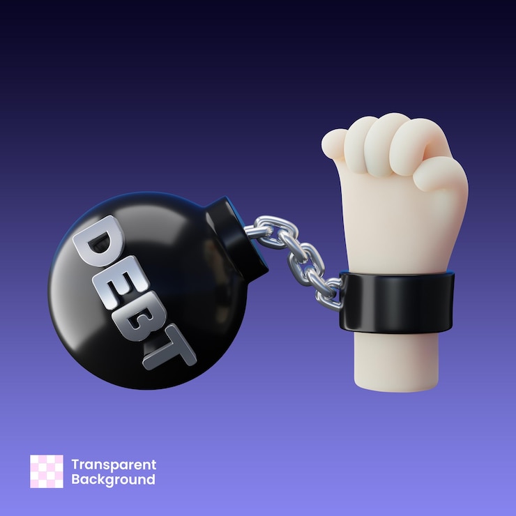 PSD la mano atrapada con la deuda ilustración en 3d