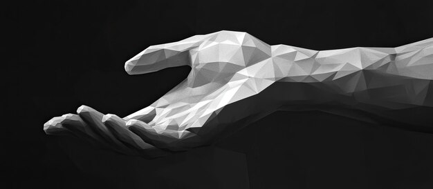 La mano baja de Poly se extiende