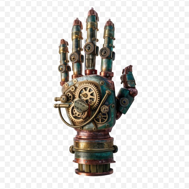 una mano con un brazo mecánico que dice "mano" en ella