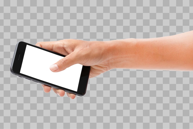 PSD mano che tiene smartphone