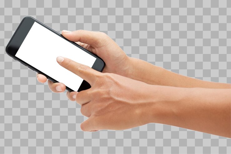 PSD mano che tiene smartphone