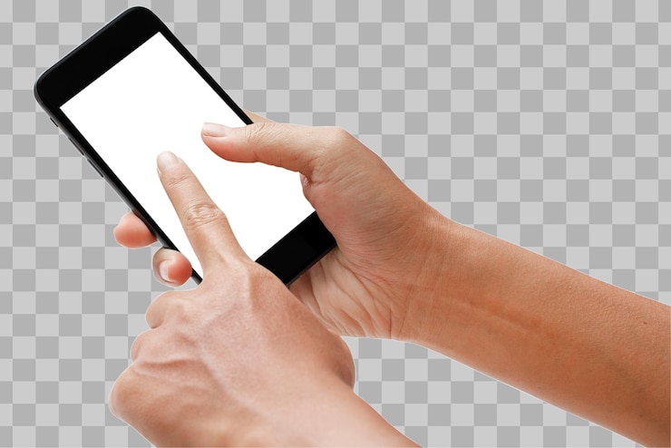 PSD mano che tiene smartphone