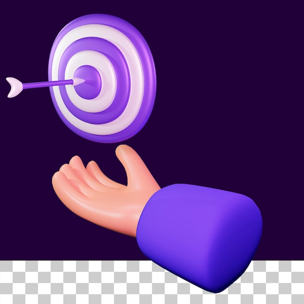 mano con un'illustrazione 3d di destinazione