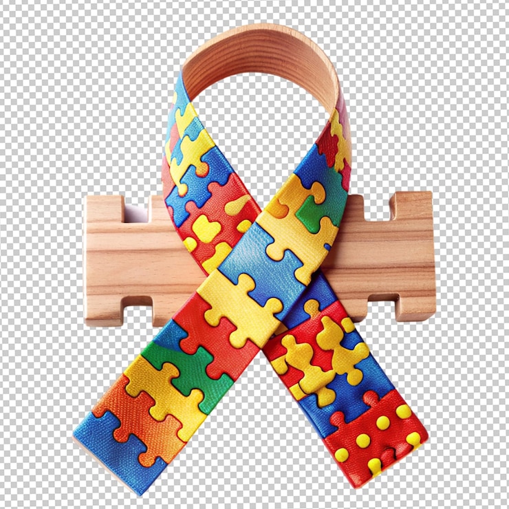 PSD mano de concienciación sobre el autismo con ilustración de rompecabezas