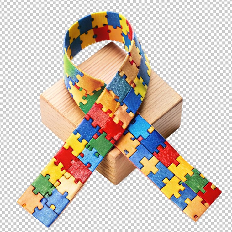 PSD mano de concienciación sobre el autismo con ilustración de rompecabezas