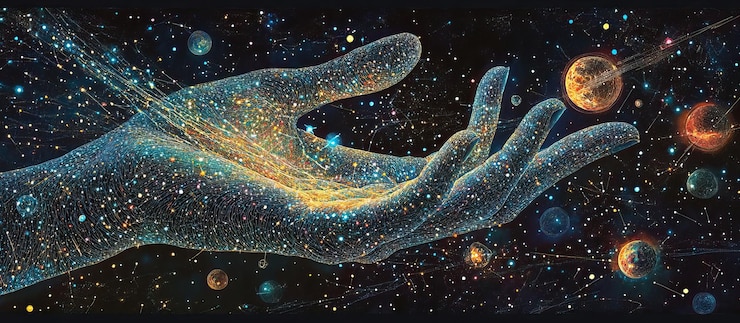 PSD la mano cósmica alcanzando las estrellas