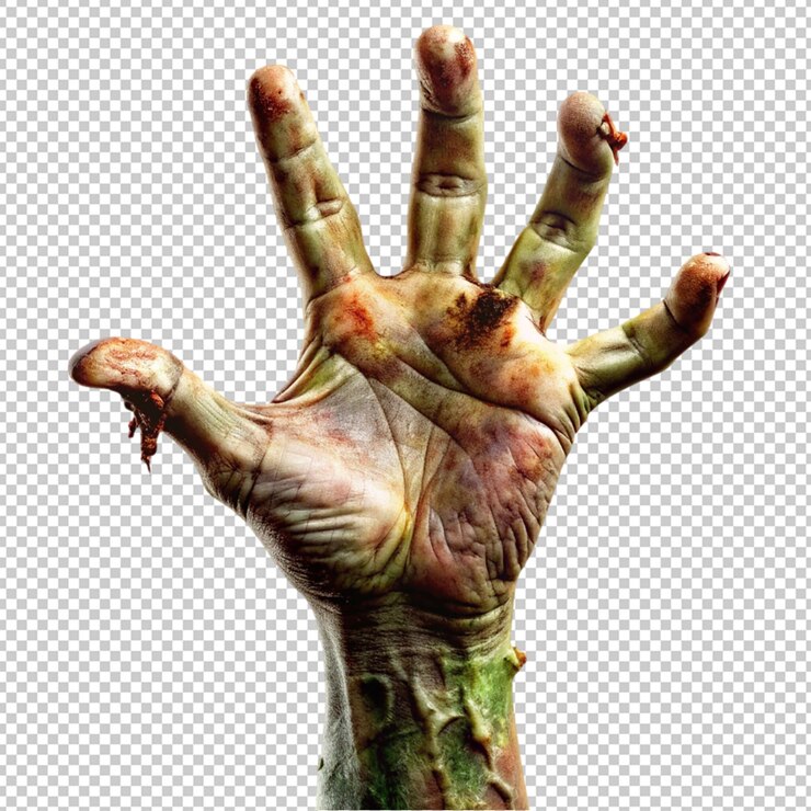 PSD mano di zombie su uno sfondo trasparente