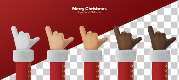 Mano de dibujos animados de papá noel en 3d como gesto